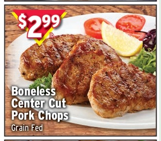 Boneless Center Cut Pork Chops (Grain Fed)