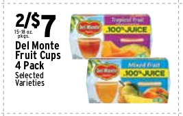 Del Monte Fruit Cups 4 Pack (Selected Varieties)