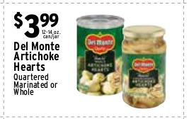 Del Monte Artichoke Hearts (Quartered Marinated or Whole)