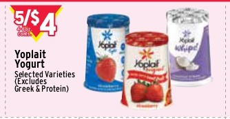 Yoplait Yogurt (Selected Varieties, Excludes Greek & Protein)