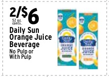 Daily Sun Orange Juice Beverage (No Pulp or With Pulp)