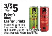 Petey's Bing Energy Drinks (Assorted Varieties, High in Antioxidants, Boosts Clarity Focus & Mood, Plus Deposit Where Required)