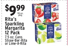 Rita's Sparkling Margarita 12 Pack (7.5oz Cans, Straw-Ber-Rita or Lime-A-Rita)