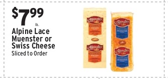 Alpine Lace Muenster or Swiss Cheese (Sliced to Order)