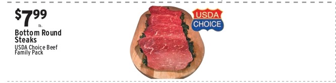 Bottom Round Steaks (USDA Choice Beef, Family Pack)
