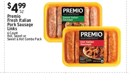 Premio Fresh Italian Pork Sausage Links 6 Count (Hot, Sweet or Sweet & Hot Combo Pack)