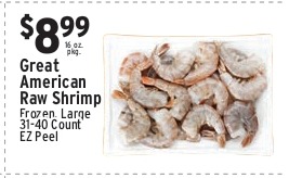 Great American Raw Shrimp (Frozen, Large, 31-40 Count, EZ Peel)