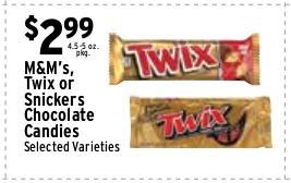 M&M's, Twix or Snickers