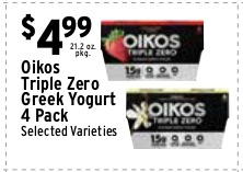 Oikos Triple Zero Greek Yogurt 4pk