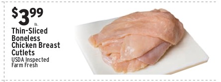 Thin-Sliced Boneless Chicken Breast Cutlets