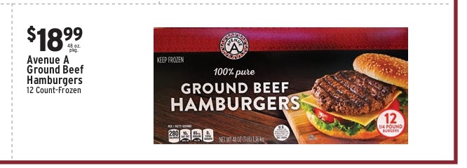 Avenue A Ground Beef Hamburgers 12ct