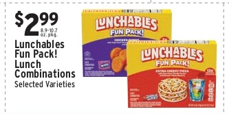Lunchables Fun Pack Lunch Combinations