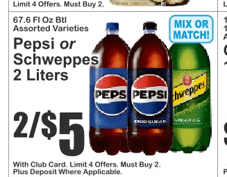 Pepsi/Schweppes汽水2L