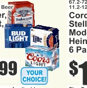 Budweiser, Bud Light, Miller or Coors 12 Packs