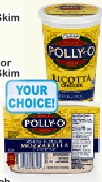 Polly-O Ricotta or Mozzarella Cheese 16oz
