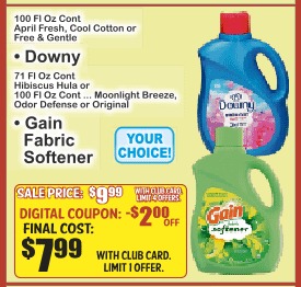 Downy or Gain Fabric Softener 100floz