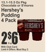 Hershey's Pudding 4 Pack 13.1-15.5oz Chocolate or S'mores