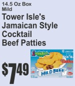 Tower Isle's Jamaican Style Cocktail Beef Patties 14.5oz Mild
