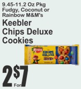 Keebler Chips Deluxe Cookies 9.45-11.2oz Fudgy, Coconut or Rainbow M&M's