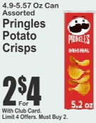 Pringles Potato Crisps 4.9-5.57oz Assorted