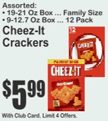 Cheez-It Crackers 19-21oz Family Size or 9-12.7oz 12 Pack