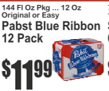 Pabst Blue Ribbon 12 Pack 144floz 12oz Original or Easy