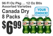 Canada Dry 8 Packs 96floz 12oz Btls Assorted Varieties