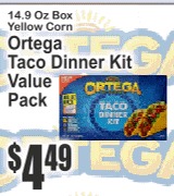 Ortega Taco Dinner Kit Value Pack 14.9oz Yellow Corn