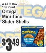 Ortega Mini Taco Slider Shells 4.4oz Box 18 Count
