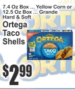 Ortega Taco Shells 7.4oz Yellow Corn or 12.5oz Grande Hard & Soft