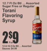 Torani Flavoring Syrup 12.7floz Sugar Free or Regular