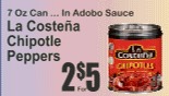 La Costeña Chipotle Peppers 7oz In Adobo Sauce