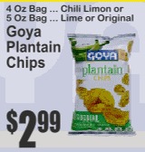 Goya Plantain Chips 4oz Chili Limon or 5oz Lime or Original