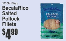 BacalaRico Salted Pollock Fillets 12oz Bag