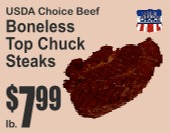 USDA Choice Beef Boneless Top Chuck Steaks