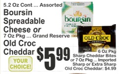 Boursin Spreadable Cheese 5.2oz or Old Croc Cheddar 7oz Grand Reserve