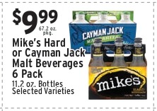Mike's Hard or Cayman Jack Malt Beverages 6 Pack