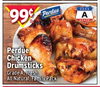 Perdue Chicken Drumsticks, Grade A, Fresh, All Natural, Family Pack