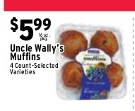Uncle Wally's Muffins, 4 Count Selected Varieties