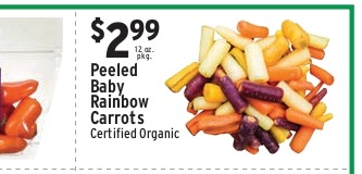 Peeled Baby Rainbow Carrots, Certified Organic