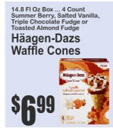 Haagen-Dazs Waffle Cones, Summer Berry/Salted Vanilla/Triple Chocolate Fudge