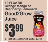 Good2Grow Juice, Orange Mango or Raspberry Lemonade