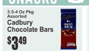 Cadbury Chocolate Bars, Assorted