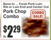 Bone-In Fresh Pork Loin Rib or Loin End Pork Chop Combo