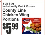County Line Individually Quick Frozen Chicken Wing Portions