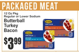 Butterball Turkey Bacon, Regular or Lower Sodium