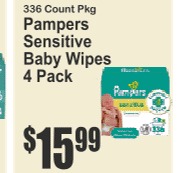 Pampers Sensitive Baby Wipes 4 Pack