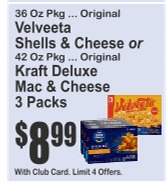 Velveeta/Kraft Mac & Cheese 3 Packs