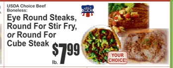 Eye Round Steaks / Stir Fry / Cube Steak