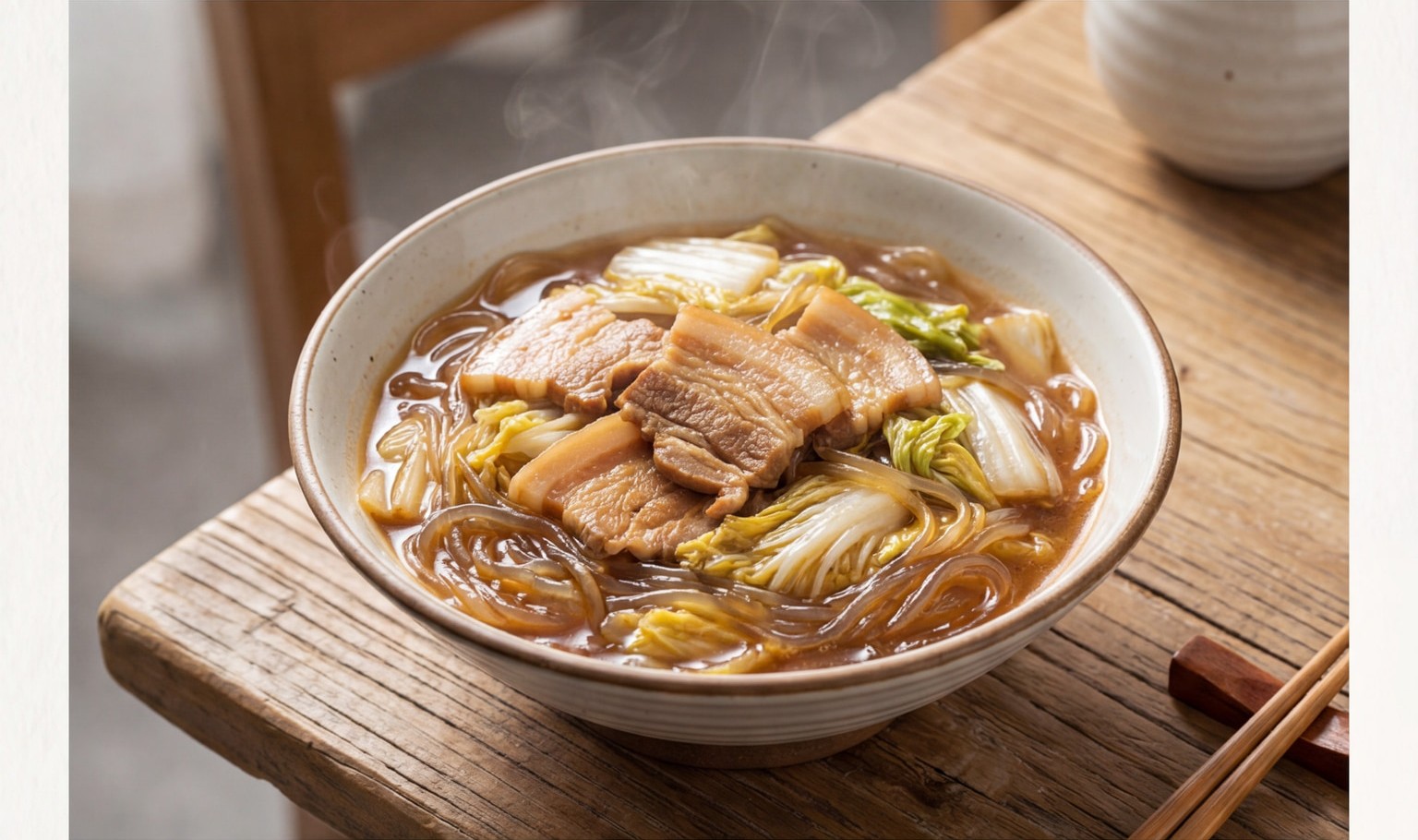 Braised Napa Cabbage and Pork with Glass Noodles